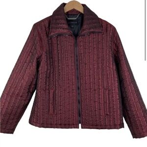 Express Quilted Puffer Jacket. Burgundy/black Sz Small